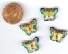 4 11x17mm Blue Cloisonné Butterflies